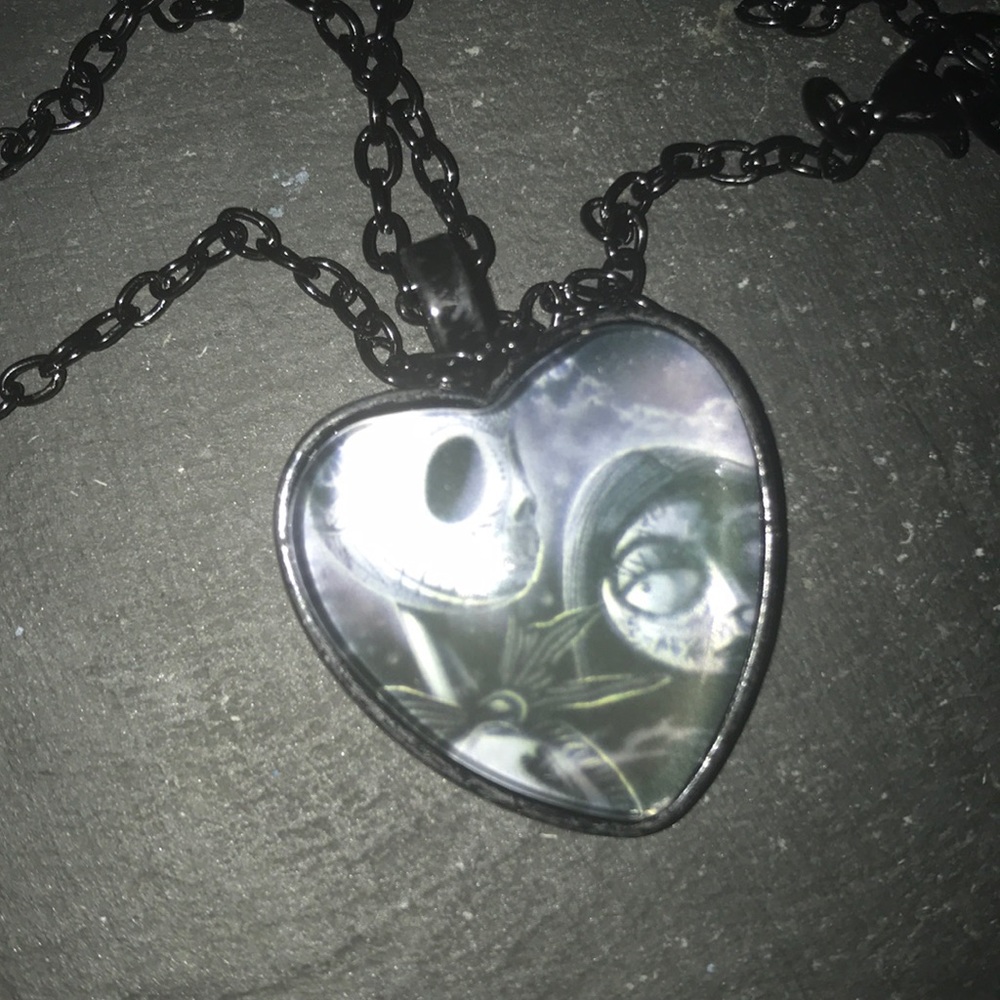 Jack & Sally Black Heart 🖤 Pendant Necklace